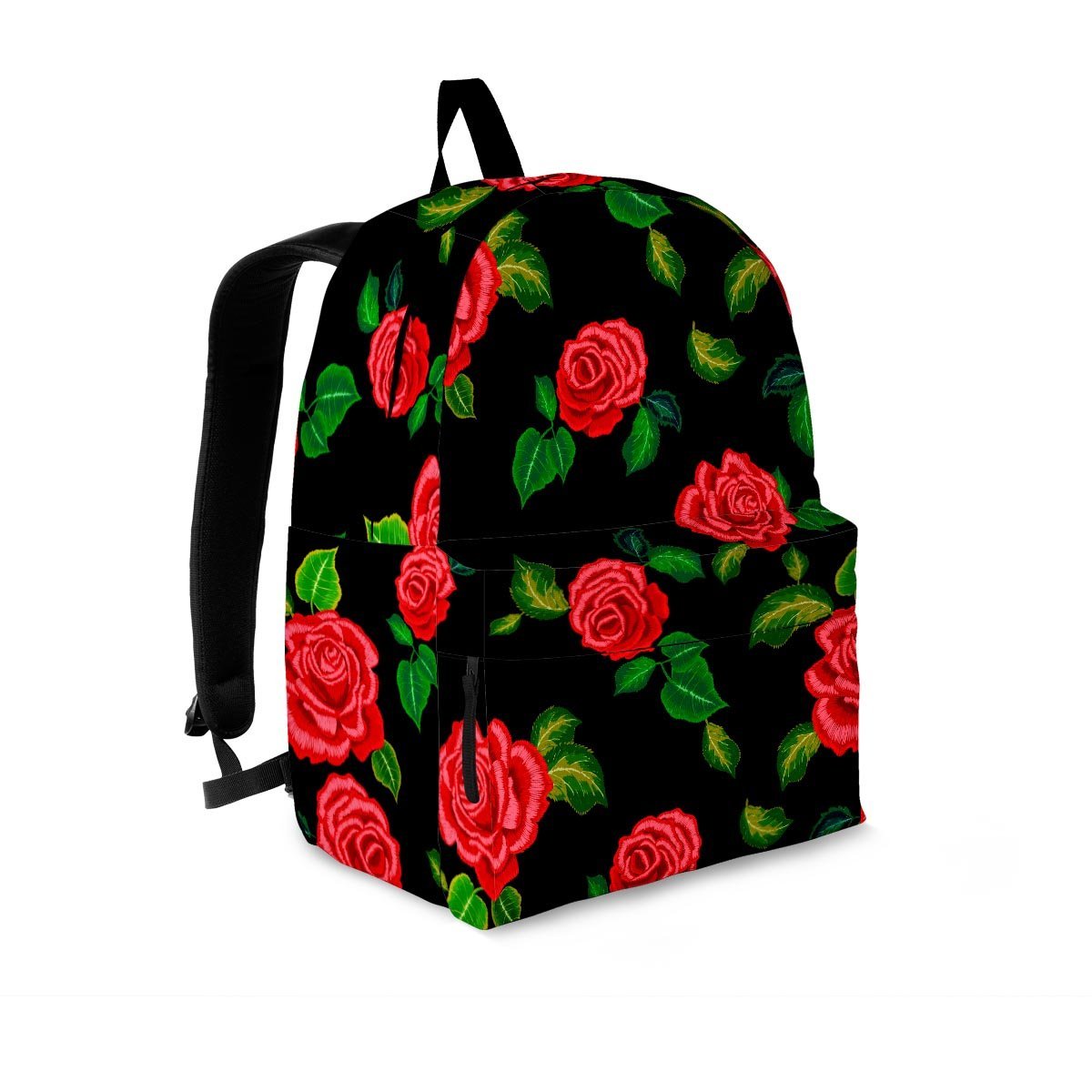 Embroidery Red Rose Floral Print Backpack-grizzshop