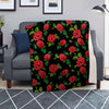 Embroidery Red Rose Floral Print Blanket-grizzshop