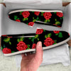 Embroidery Red Rose Floral Print Canvas Shoes-grizzshop