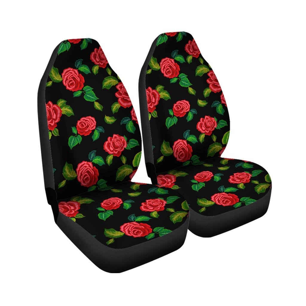 Embroidery Red Rose Floral Print Car Seat Covers-grizzshop