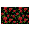 Embroidery Red Rose Floral Print Door Mat-grizzshop