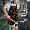 Embroidery Red Rose Floral Print Men's Apron-grizzshop