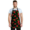 Embroidery Red Rose Floral Print Men's Apron-grizzshop