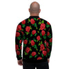 Embroidery Red Rose Floral Print Men's Bomber Jacket-grizzshop