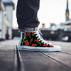 Embroidery Red Rose Floral Print Men's High Top Shoes-grizzshop