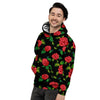 Embroidery Red Rose Floral Print Men's Hoodie-grizzshop