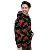 Embroidery Red Rose Floral Print Men's Hoodie-grizzshop