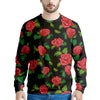 Embroidery Red Rose Floral Print Men's Sweatshirt-grizzshop