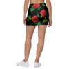 Embroidery Red Rose Floral Print Mini Skirt-grizzshop