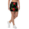 Embroidery Red Rose Floral Print Mini Skirt-grizzshop