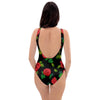 Embroidery Red Rose Floral Print One Piece Swimsuite-grizzshop