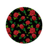 Embroidery Red Rose Floral Print Round Rug-grizzshop