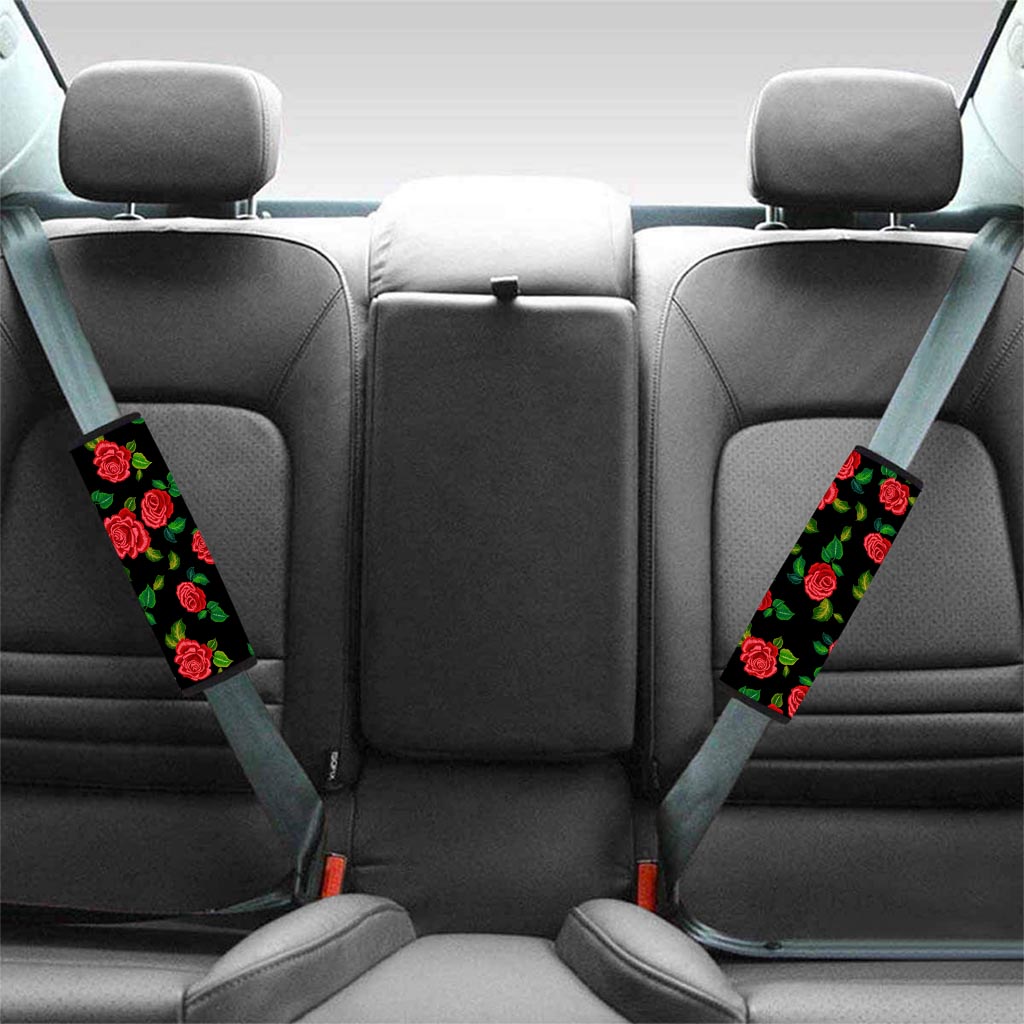 Embroidery Red Rose Floral Print Seat Belt Cover-grizzshop