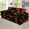 Embroidery Red Rose Floral Print Sofa Cover-grizzshop