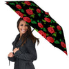 Embroidery Red Rose Floral Print Umbrella-grizzshop