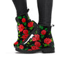 Embroidery Red Rose Floral Print Women's Boots-grizzshop