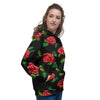 Embroidery Red Rose Floral Print Women's Hoodie-grizzshop