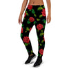 Embroidery Red Rose Floral Print Women's Joggers-grizzshop