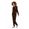 Embroidery Red Rose Floral Print Women's Pajamas-grizzshop