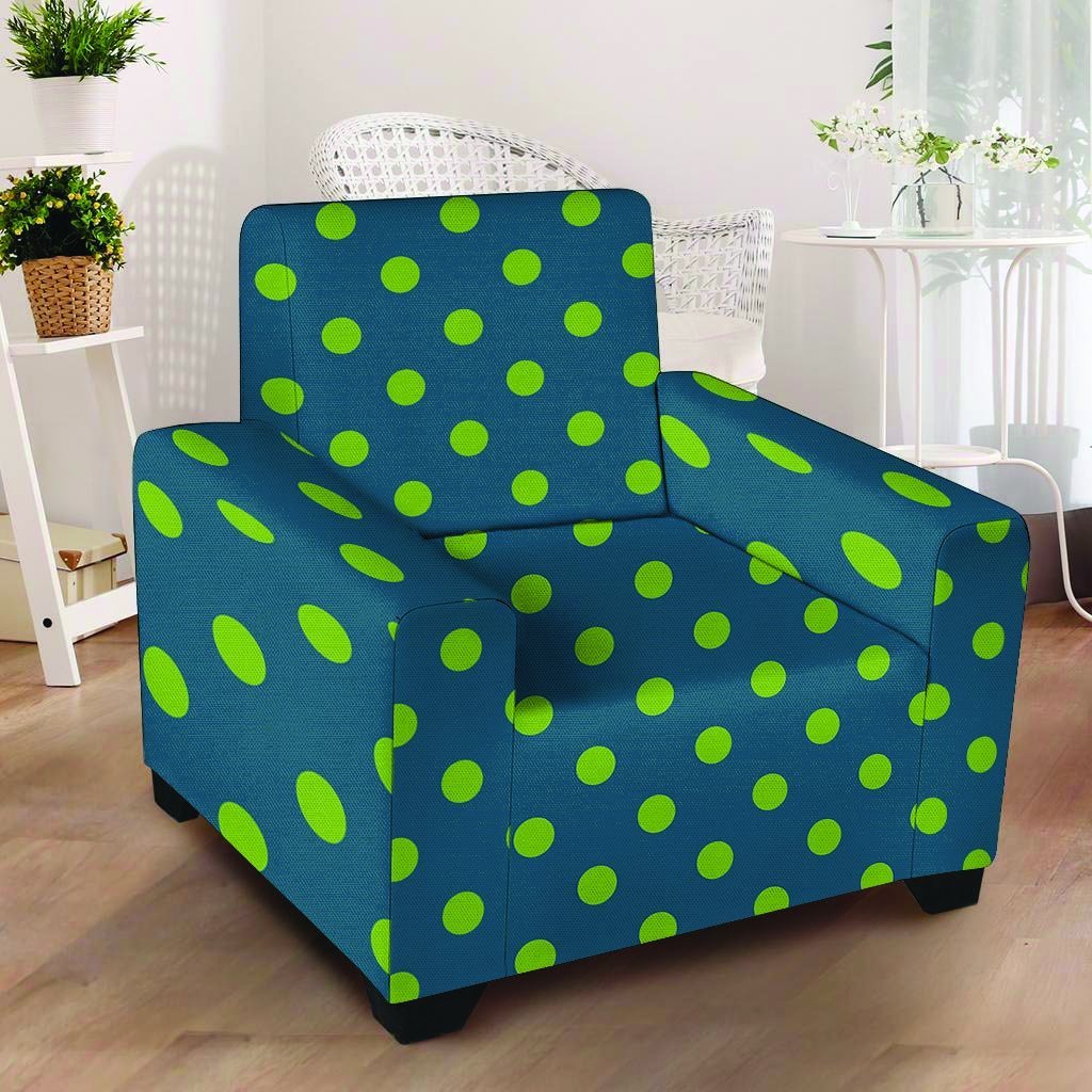 Emerald Green Polka Dot Armchair Cover-grizzshop