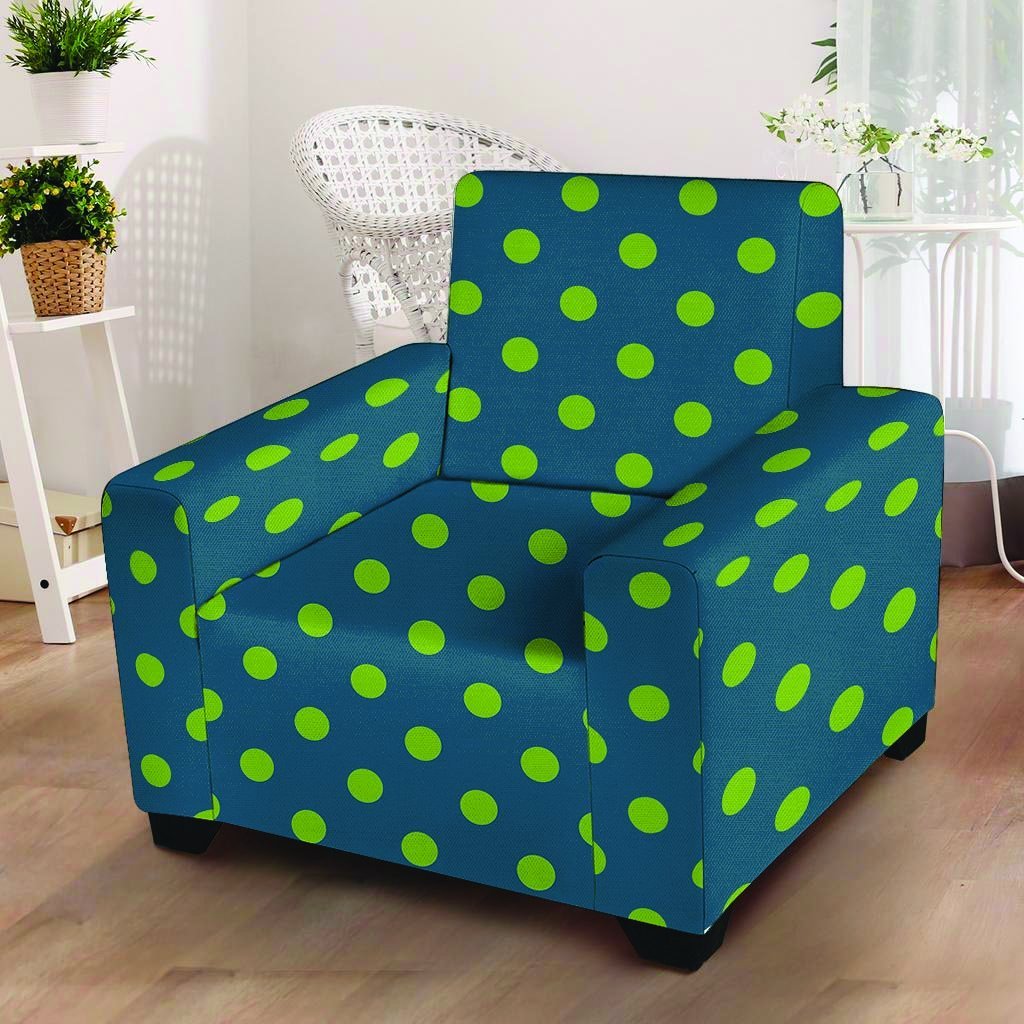 Emerald Green Polka Dot Armchair Cover-grizzshop