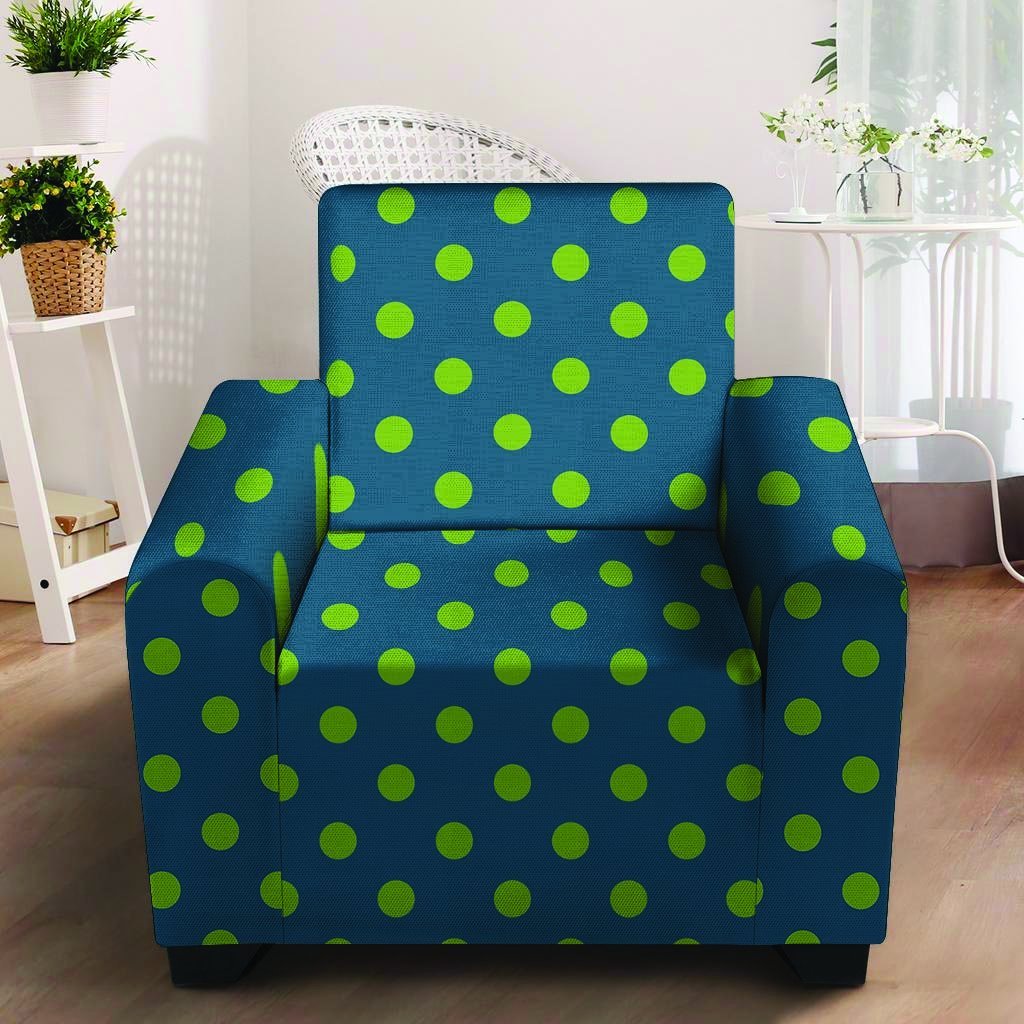 Emerald Green Polka Dot Armchair Cover-grizzshop