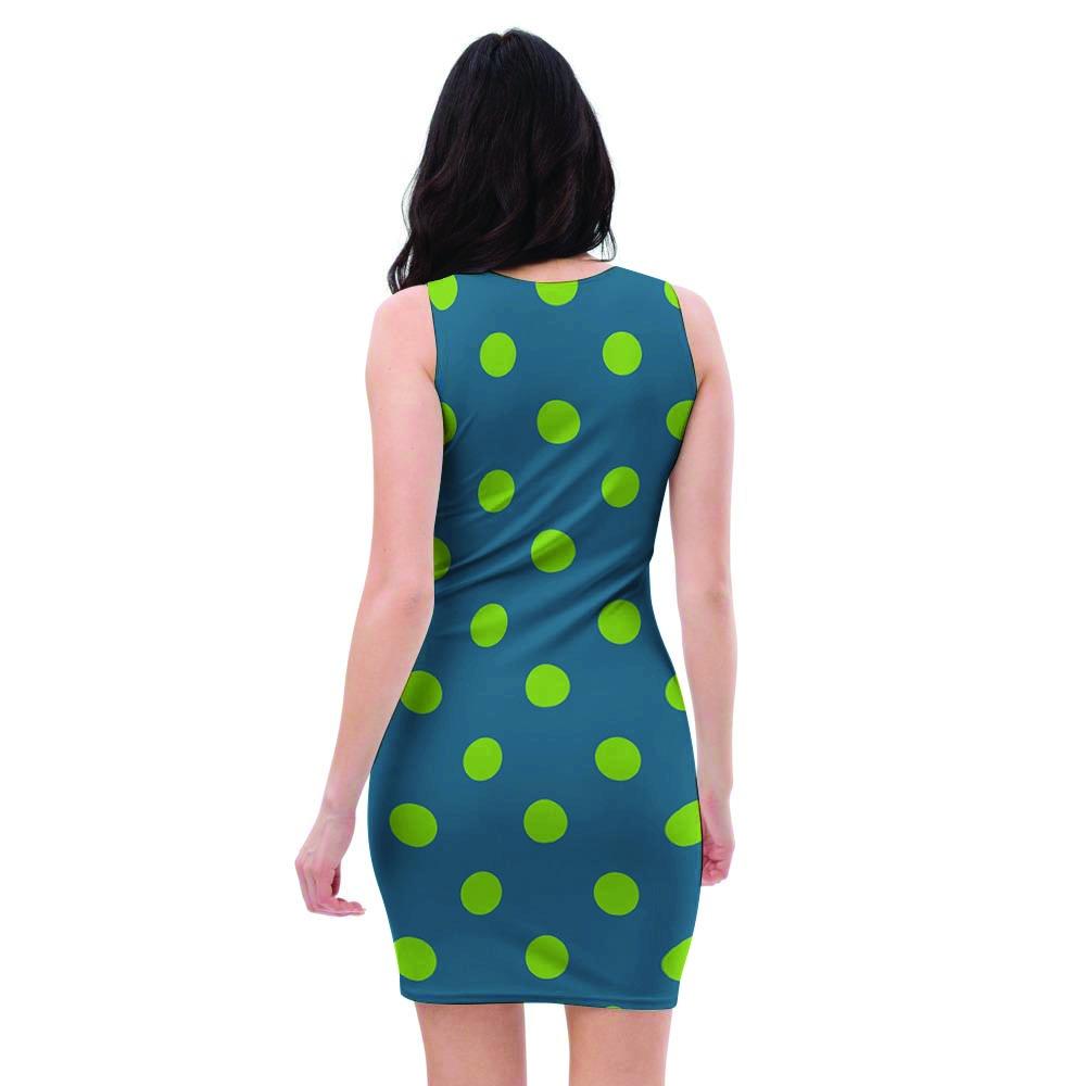 Emerald Green Polka Dot Bodycon Dress-grizzshop