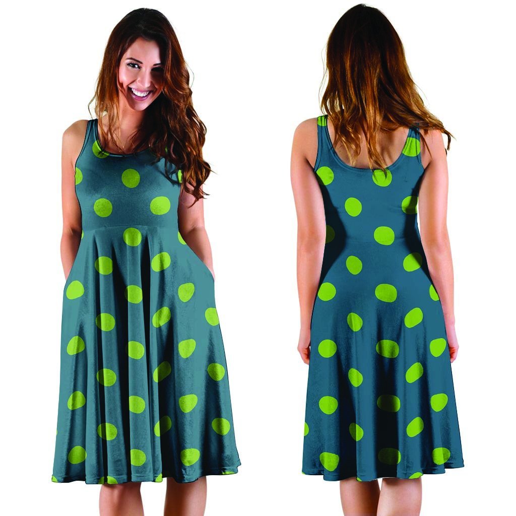 Emerald Green Polka Dot Dress-grizzshop