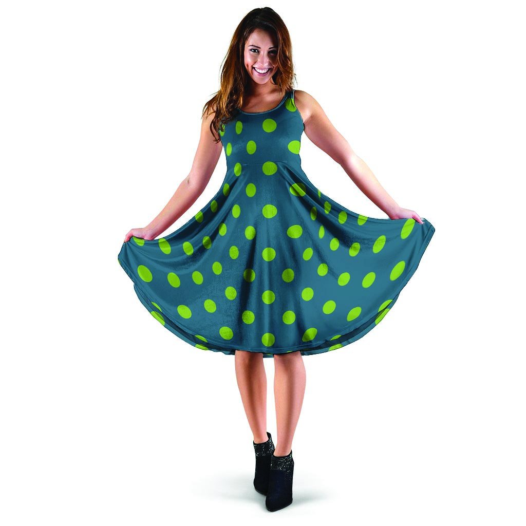 Emerald Green Polka Dot Dress-grizzshop