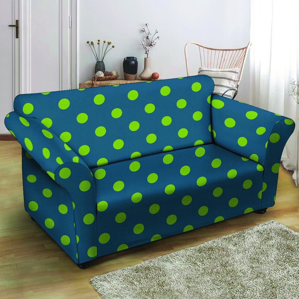 Emerald Green Polka Dot Loveseat Cover-grizzshop