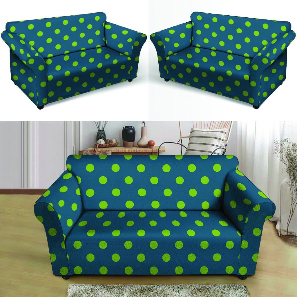 Emerald Green Polka Dot Loveseat Cover-grizzshop