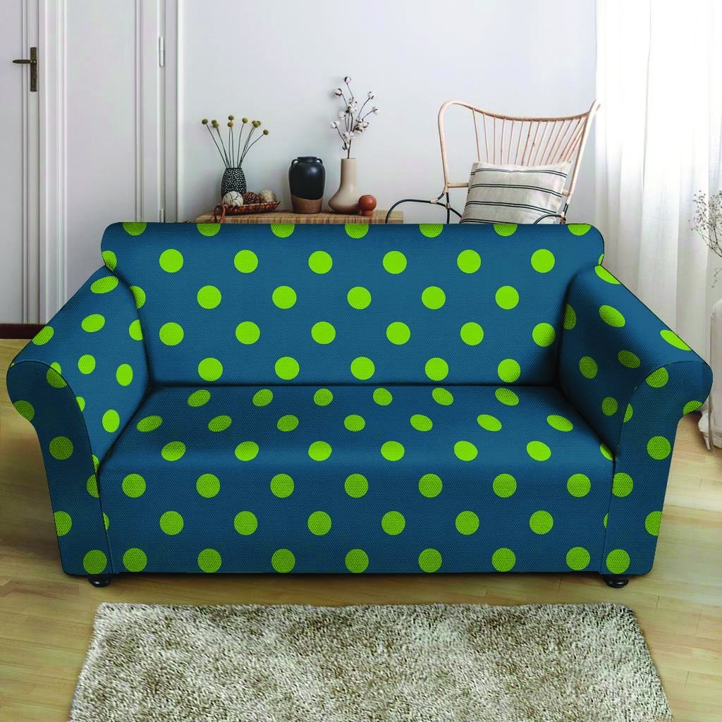 Emerald Green Polka Dot Loveseat Cover-grizzshop