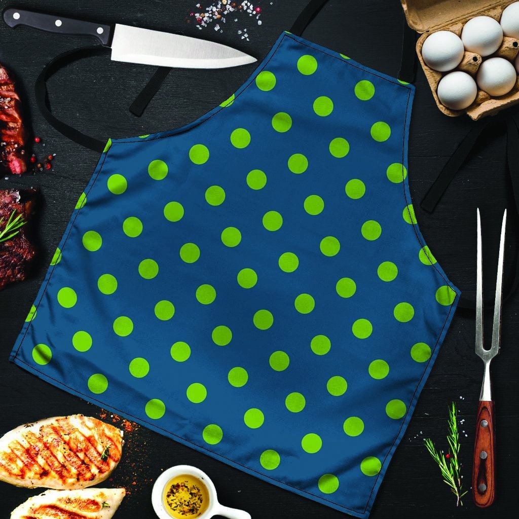 Emerald Green Polka Dot Men's Apron-grizzshop