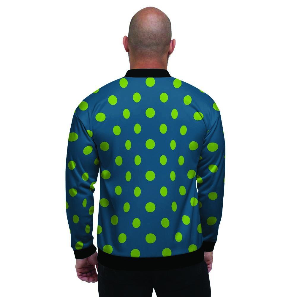 Emerald Green Polka Dot Men's Bomber Jacket-grizzshop