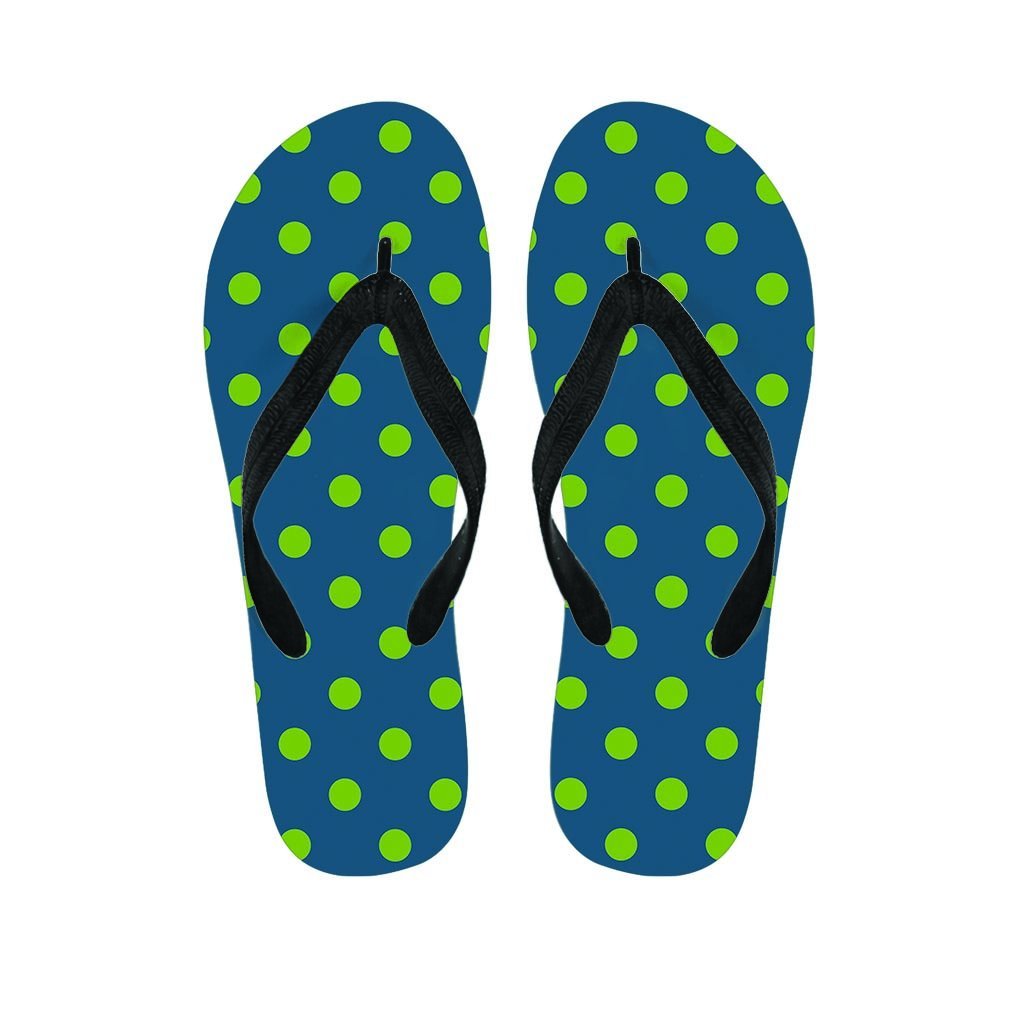 Emerald Green Polka Dot Men's Flip Flops-grizzshop