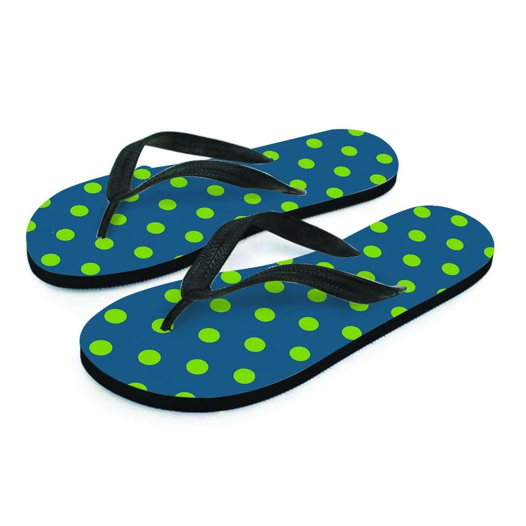 Emerald Green Polka Dot Men's Flip Flops-grizzshop