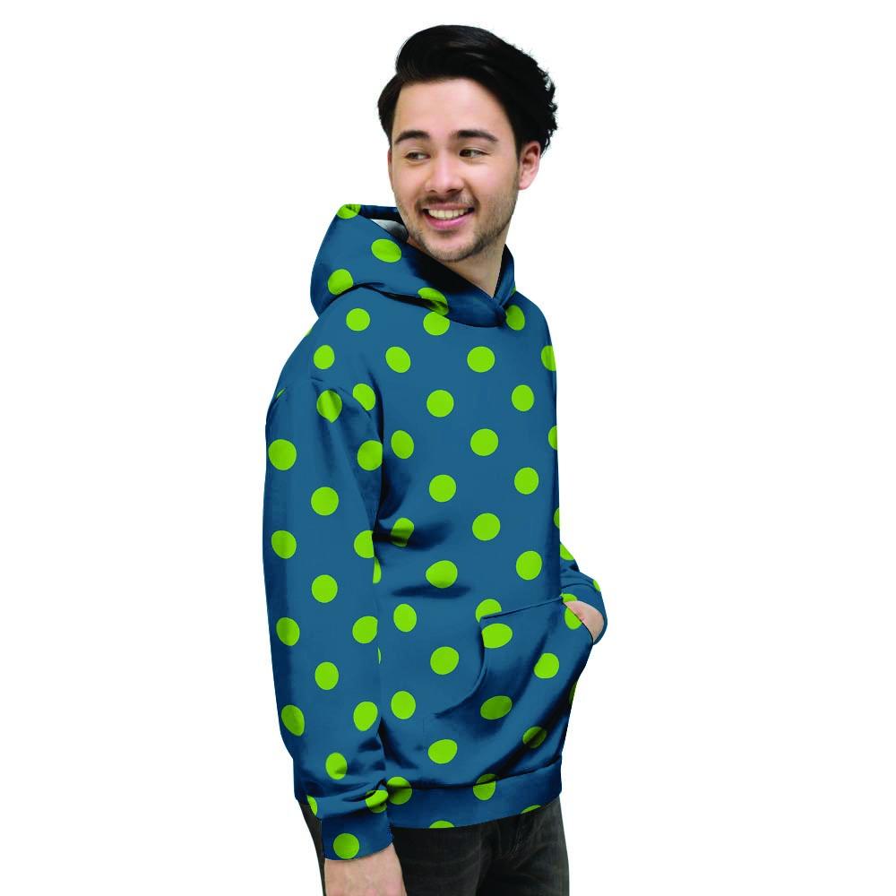 Emerald Green Polka Dot Men's Hoodie-grizzshop