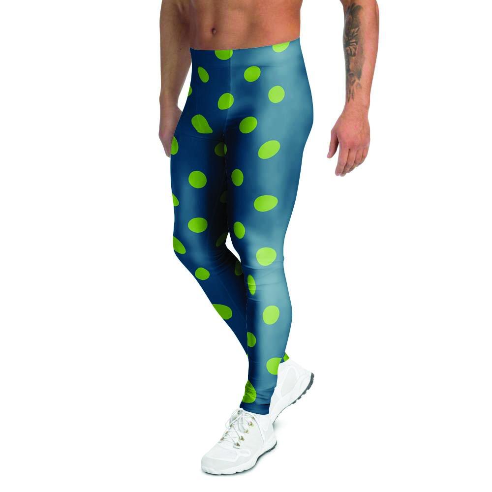 Emerald Green Polka Dot Men's Leggings-grizzshop