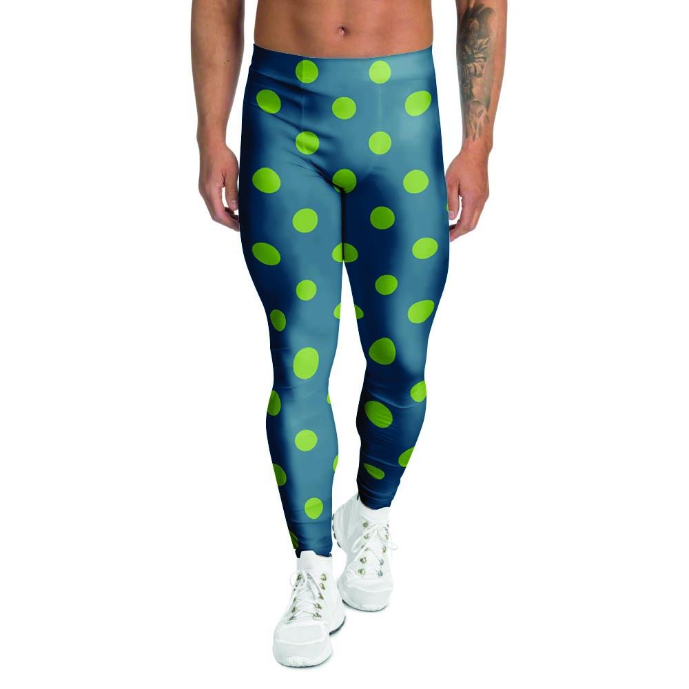 Emerald Green Polka Dot Men's Leggings-grizzshop