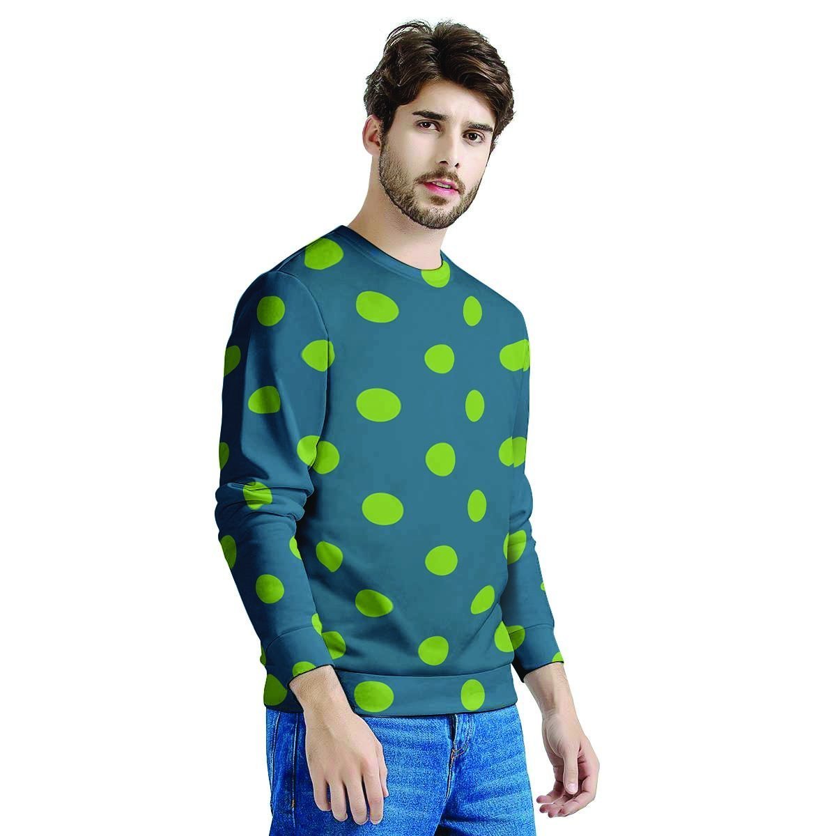 Emerald Green Polka Dot Men's Sweatshirt-grizzshop