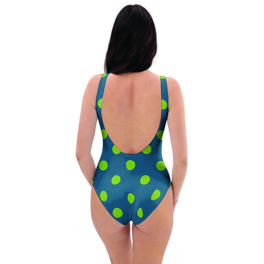 Emerald Green Polka Dot One Piece Swimsuite-grizzshop