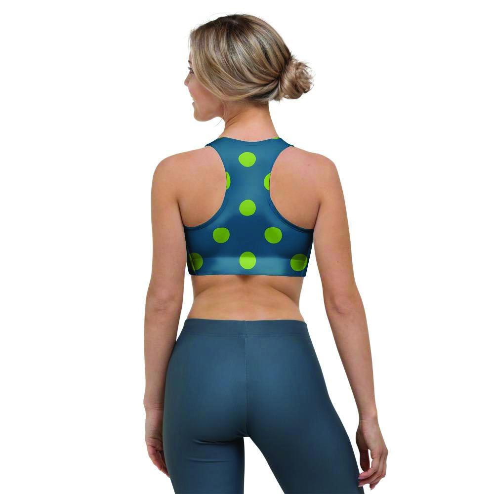 Emerald Green Polka Dot Sports Bra-grizzshop