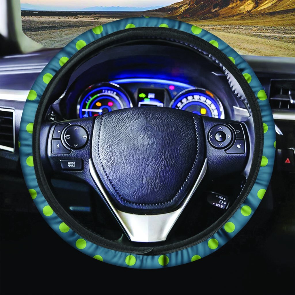 Emerald Green Polka Dot Steering Wheel Cover-grizzshop