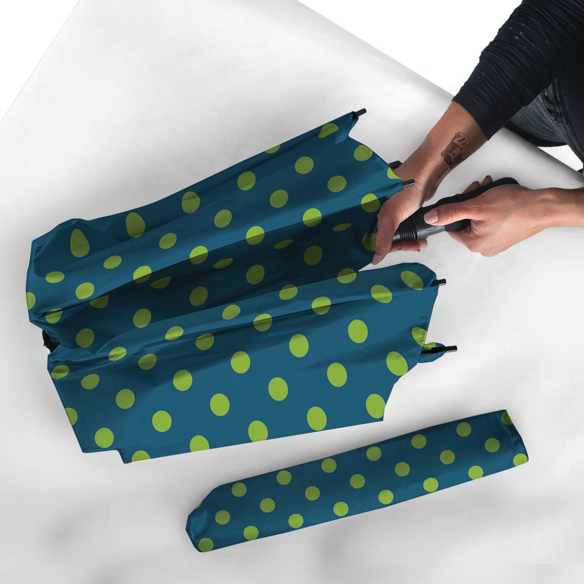 Emerald Green Polka Dot Umbrella-grizzshop