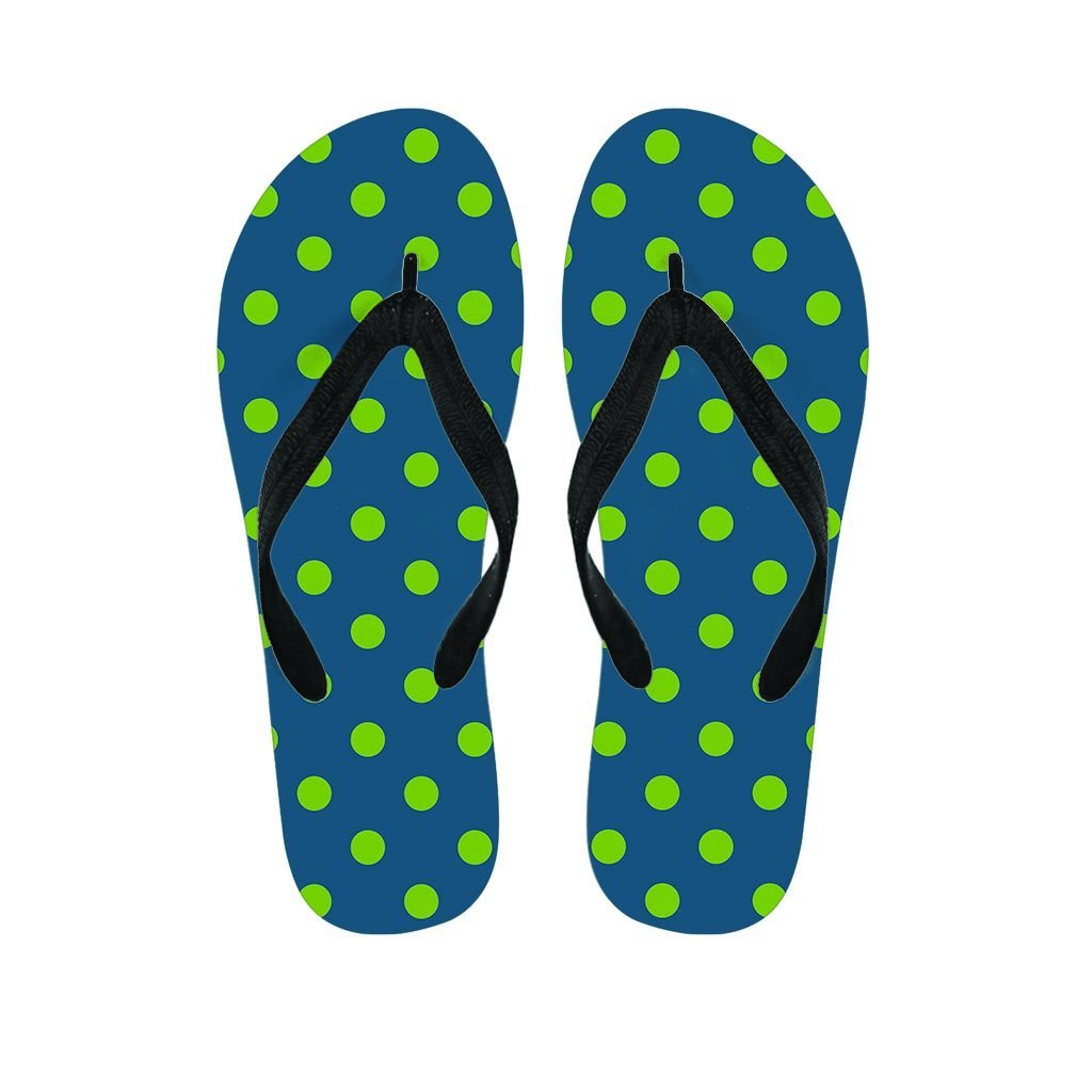 Emerald Green Polka Dot Women's Flip Flops-grizzshop