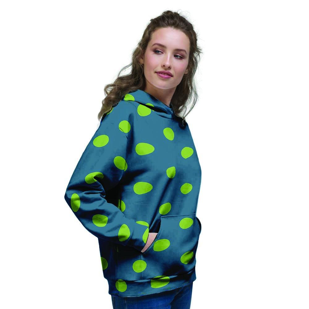 Emerald Green Polka Dot Women's Hoodie-grizzshop