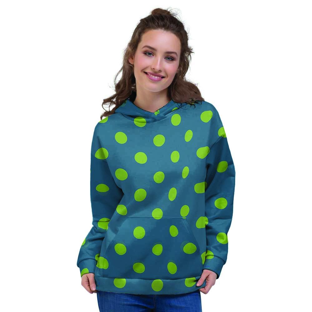 Emerald Green Polka Dot Women's Hoodie-grizzshop