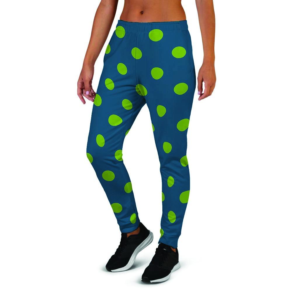 Emerald Green Polka Dot Women's Joggers-grizzshop