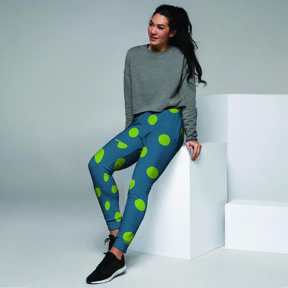 Emerald Green Polka Dot Women's Joggers-grizzshop