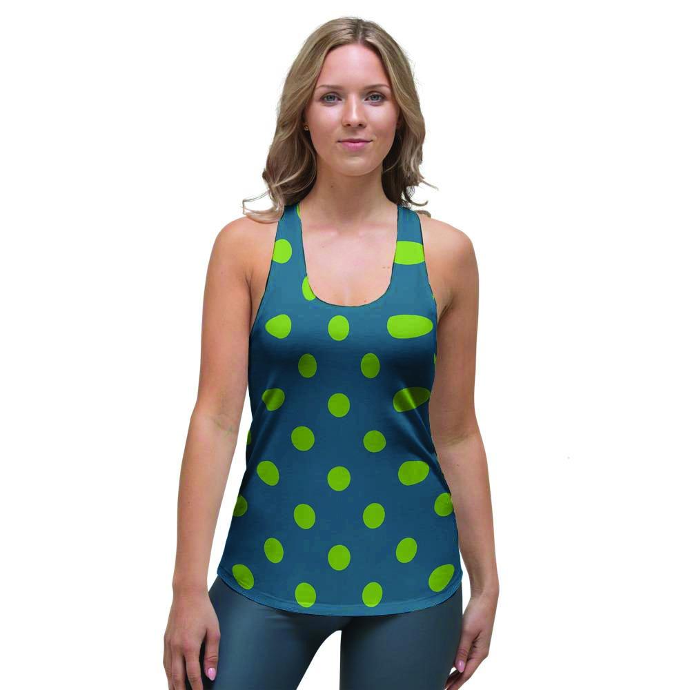 Emerald Green Polka Dot Women's Racerback Tank Top-grizzshop